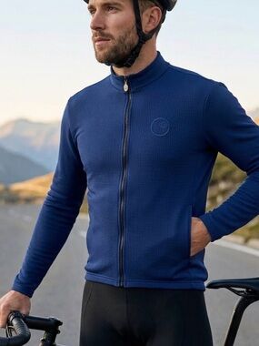 Castelli-Men’s Prosecco Grid Fleece Jacket Navy Full Zip Cycling Sz 3XL Italian